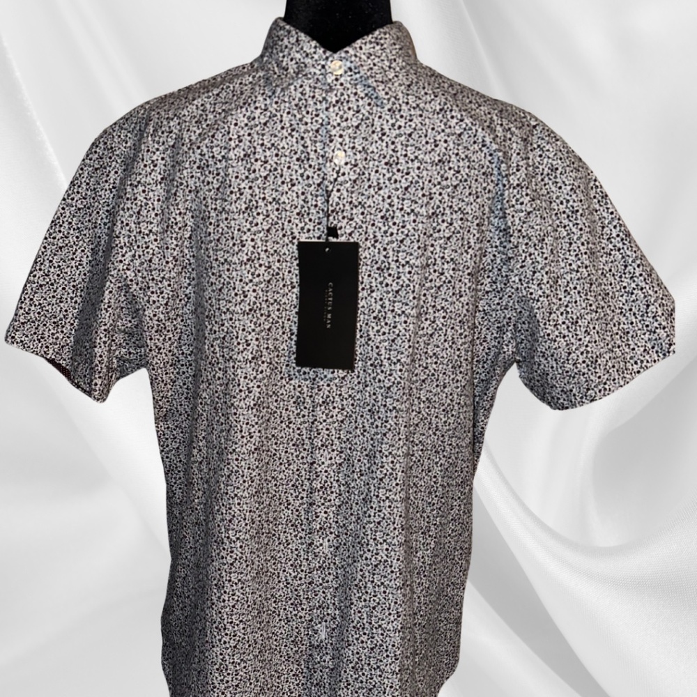 Men's Casual Button Down Shirt - Black and White